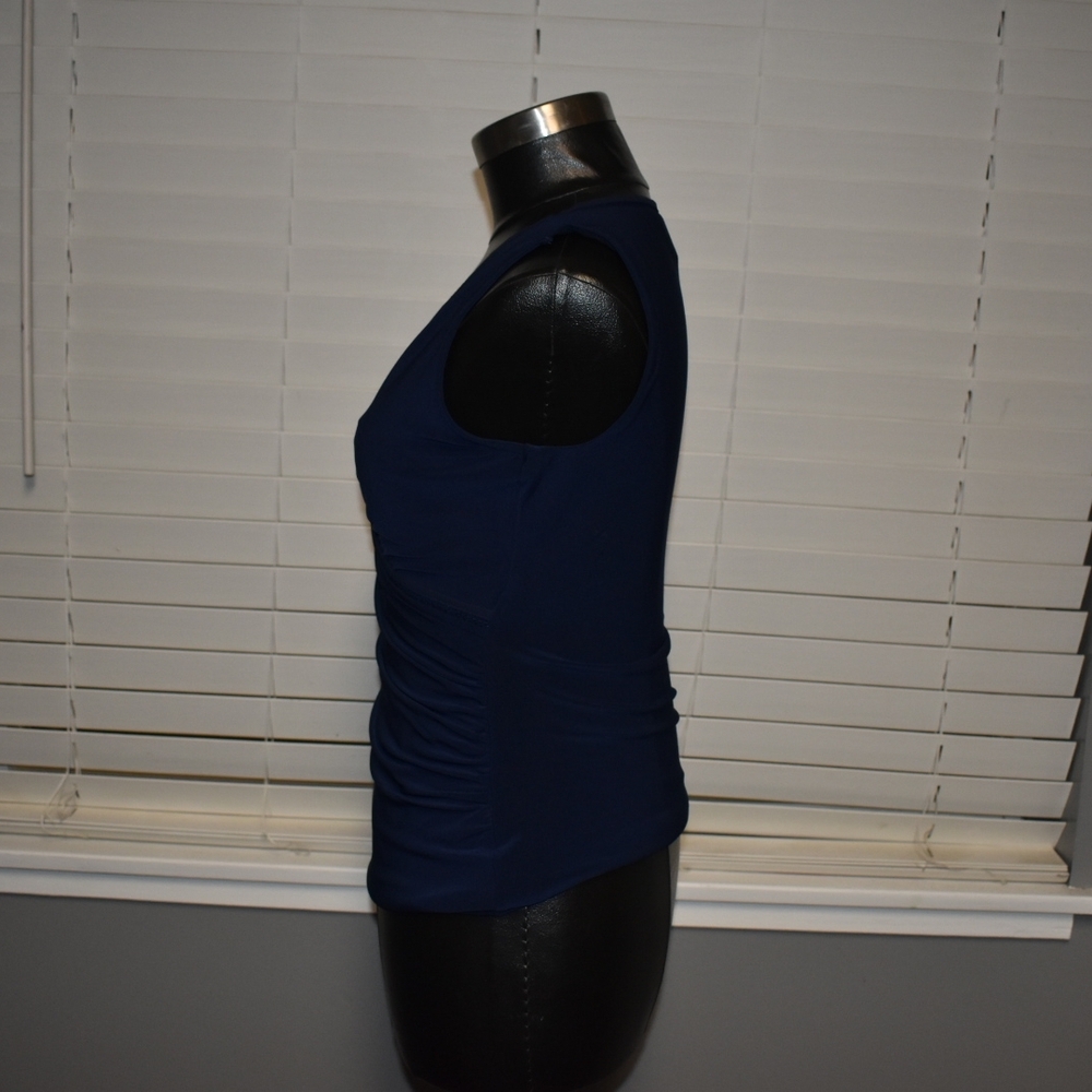 White House Black Market Deep Blue Wrap Blouse - Picture 4 of 7